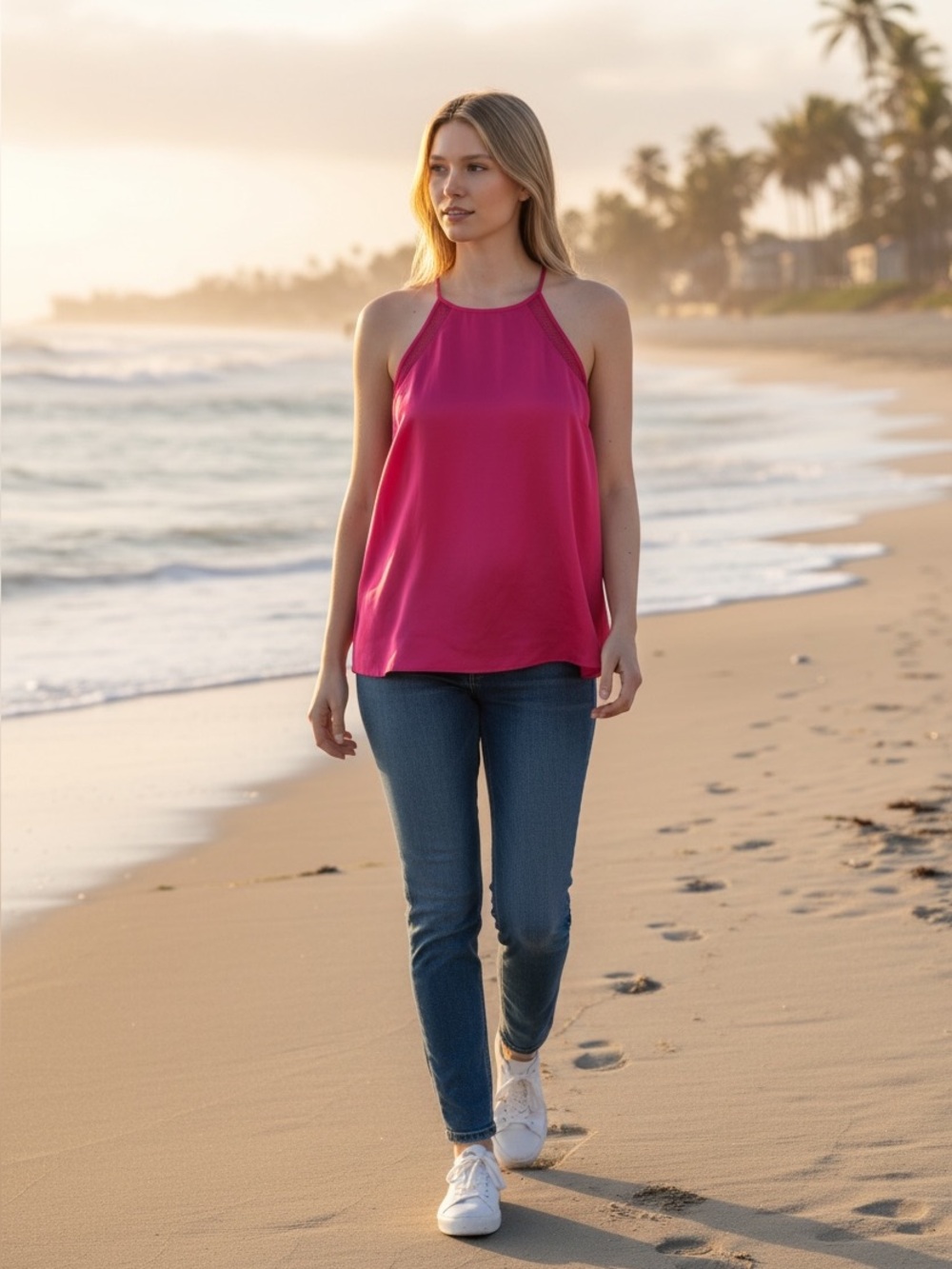 Lilly Pulitzer New Silk Capri Pink Jolie Top Tank Sleeveless Large